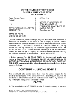 notice of OBJECTION TO CRIMINAL COVER UP