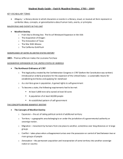 Student Study Guide &ndash; Unit 8: Manifest Destiny, 1783 &ndash; 1849