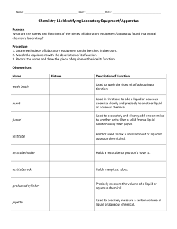 Chemistry 11: Identifying Laboratory Equipment/Apparatus