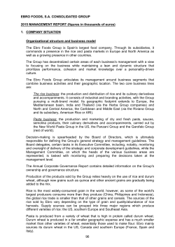 EBRO FOODS, SA CONSOLIDATED GROUP 2015 MANAGEMENT