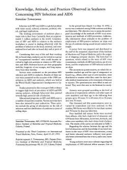 Knowledge, Attitude, and Practices Observed in Seafarers