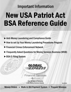 New USA Patriot Act/BSA Reference Guide