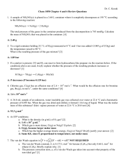 Dr. C. Kozak Chem 1050 Chapter 4 and 6 Review Questions 1. A