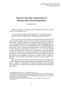 Notes on the date and genesis of Machiavelli`s De principatibus