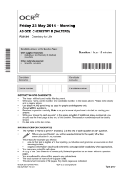Question paper - Unit F331/01 - Chemistry for life