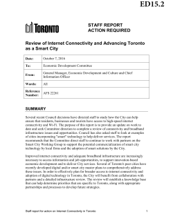 Review of Internet Connectivity and Advancing Toronto as a Smart City