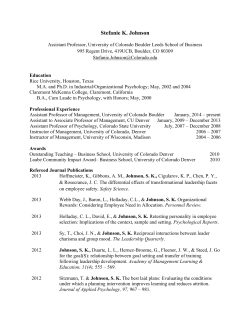 Stefanie K. Johnson - University of Colorado Boulder