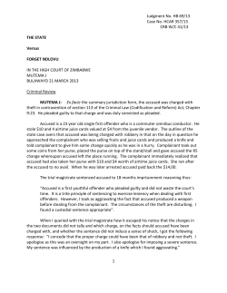 Judgment No. HB 69/13 Case No. HCAR 357/13 CRB W/C