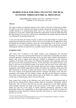 hybrid sukuk for smes: financing the real economy through ethical