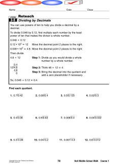 Dividing by Decimals