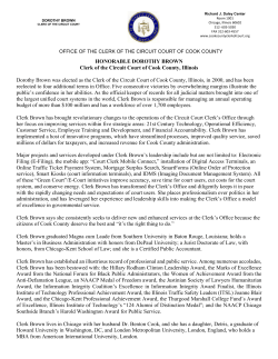 HONORABLE DOROTHY BROWN Clerk of the Circuit Court of Cook