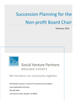 Succession Planning for the Non-profit Board Chair