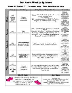 Mr. Ard`s Weekly Syllabus