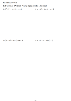 Polynomials - Division of cubic expressions by a binomial