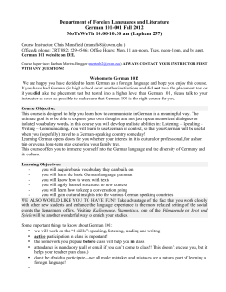 Chris Mansfield German 101 Syllabus