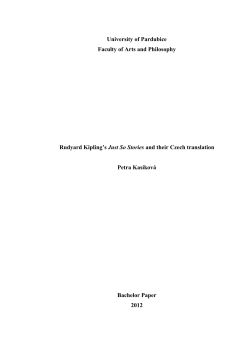 University of Pardubice Faculty of Arts and Philosophy Rudyard