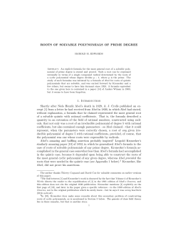 ROOTS OF SOLVABLE POLYNOMIALS OF PRIME DEGREE 1