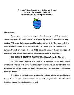 Entering 5th Grade Summer Reading List