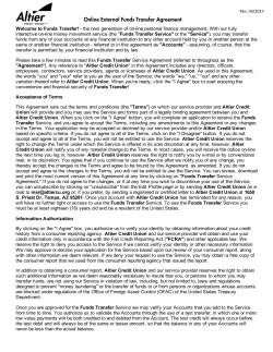 Online External Funds Transfer Agreement
