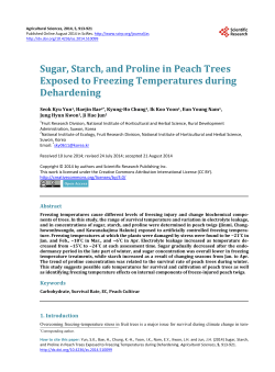 Sugar, Starch, and Proline in Peach Trees Exposed to Freezing