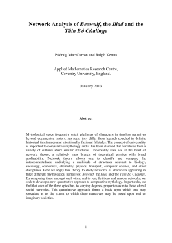 Network analysis of Beowulf, the Iliad and the T&aacute;in B&oacute; C&uacute;ailnge
