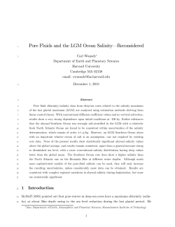 C. Wunsch, Pore Fluids and the LGM Ocean Salinity--