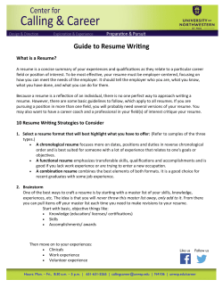 Guide to Resume Writing - University of Northwestern