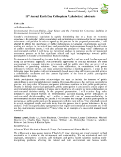 11th Annual Earth Day Colloquium Alphabetized Abstracts