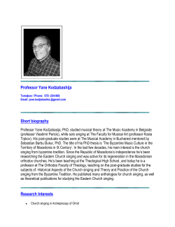 Professor Yane Kodzabashija Short biography Research Interests