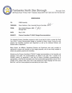 finance committee recommendations