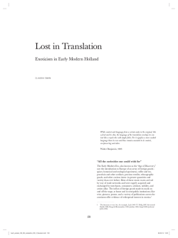 Lost in Translation: Exoticism in Early Modern Holland.