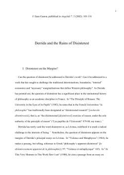 Derrida and the Ruins of Disinterest