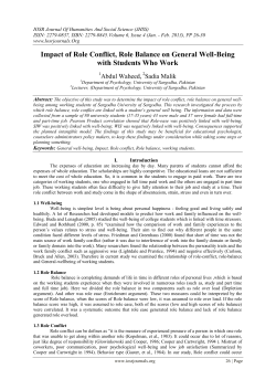 Impact of Role Conflict, Role Balance on General Well