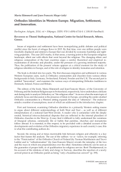 Orthodox Identities in Western Europe. Migration, Settlement, and