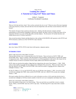 Looking for a Date? A Tutorial on Using SAS&reg; Dates and Times
