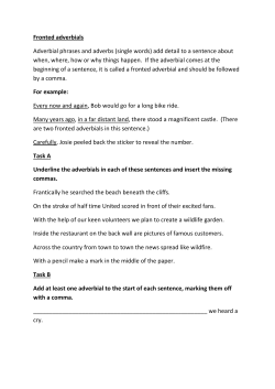 Fronted adverbials Adverbial phrases and adverbs (single words