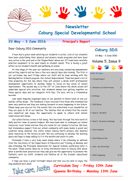 Newsletter Coburg Special Developmental School 23 May