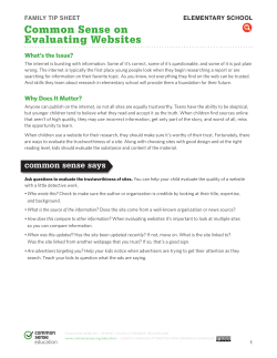 Common Sense on Evaluating Websites