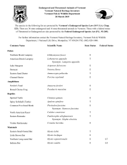 Endangered and Threatened Animals of Vermont