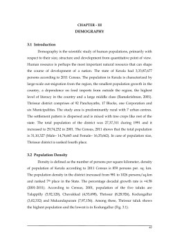 DEMOGRAPHY 3.1 Introduction 3.2 Population Density