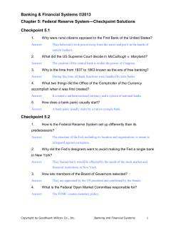 Chapter 5 Checkpoint Solutions - Banking and Financial Systems