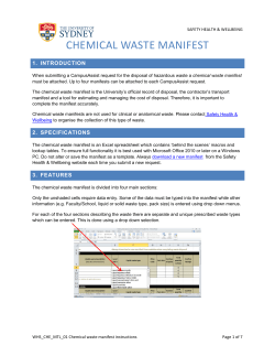 chemical waste manifest - The University of Sydney