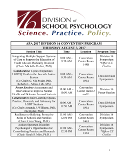 APA Division 16, School Psychology - Denver, CO (August 4