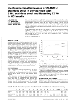 Electrochemical behaviour of 254SMO stainless steel in