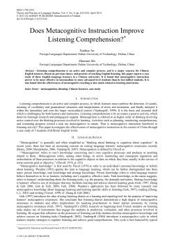 Does Metacognitive Instruction Improve Listening Comprehension?