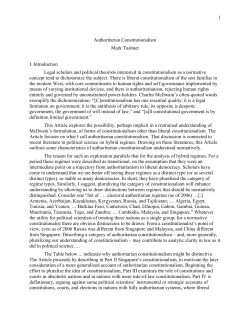 1 Authoritarian Constitutionalism Mark Tushnet I. Introduction Legal