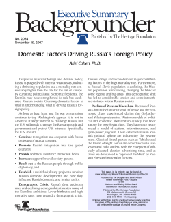 Domestic Factors Driving Russia`s Foreign Policy