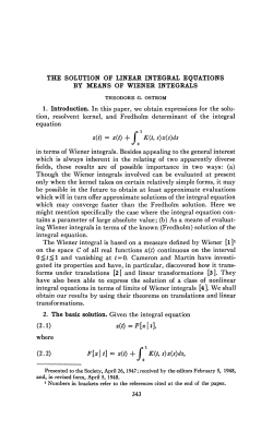 THE SOLUTION OF LINEAR INTEGRAL EQUATIONS BY MEANS