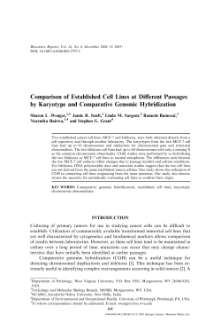 Comparison of Established Cell Lines at Different Passages by