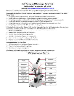 Cell Theory and Microscope Test 9/14